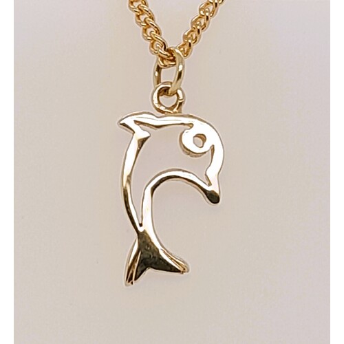 9 Carat Yellow Gold Cut Out Dolphin Charm/Pendant