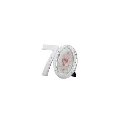 Silver Plated Diamante Age/Anniversary 6 x 9cm (2.5 x 4") Photo Frames - Number 70