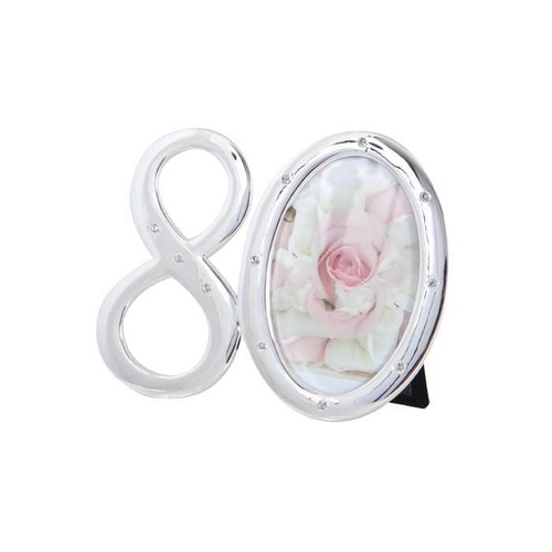 Silver Plated Diamante Age/Anniversary 6 x 9cm (2.5 x 4") Photo Frames - Number 80