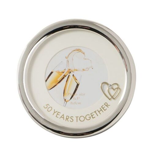Silver Plated Round 7.5cm 50th Anniversary (50 Years Together) Photo Frame