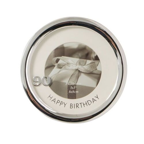 90th Birthday Silver Plated Round Photo Size 8 x 8cm Frame