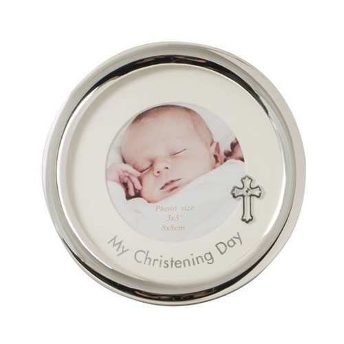 Silver Plated Round 'My Christening Day' 3 x 3 Inch Photo Frame