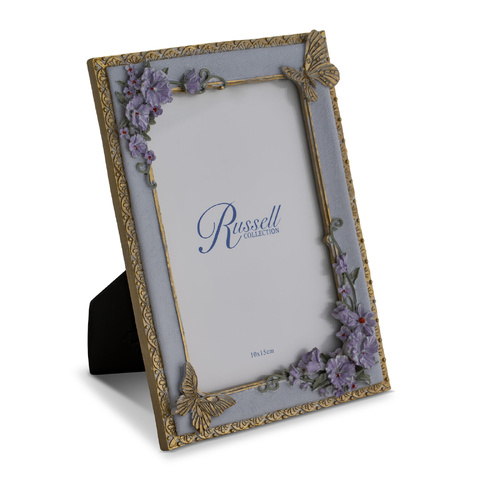 Lilac Resin Lace Floral Design 10 x 15cm Photo Frame with Crystals VERONICA