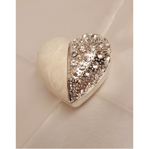 Epoxy Heart Shaped Trinket/Ring Box with Diamontes