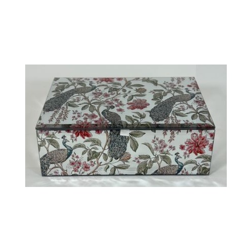 Peacock 20.5 x 15 x 7cm Glass Jewellery Box