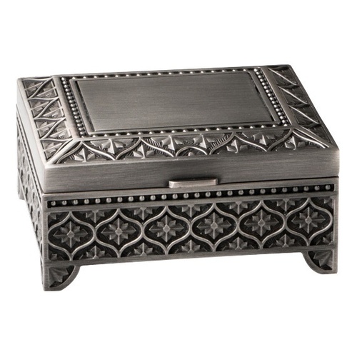 Square Pewter Finish 7.5cm (3") Diamond Design Jewellery Box