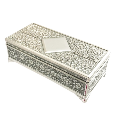 Rectangular Silverplate 23cm (9") Diamond Design Jewellery Box