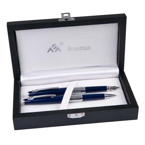 Blue Ballpoint & Fountain Pen Set