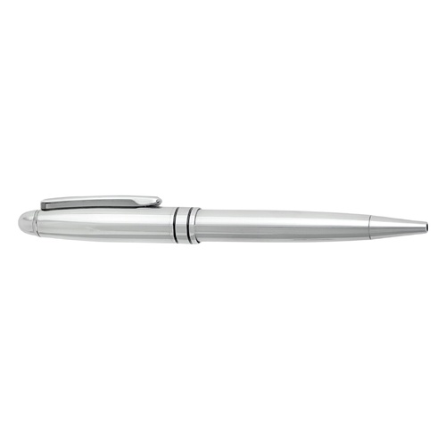 Silver-plate with Double Black Pinstripe Ballpoint Pen Style 8