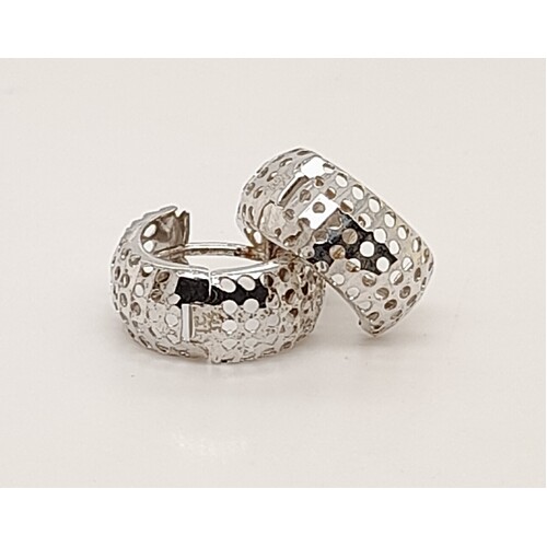 9 Carat White Gold Cut-out Huggie Hoop Earrings