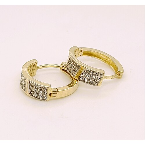 9 Carat Yellow Gold Cubic Zirconia Set Huggie Hoop Earrings