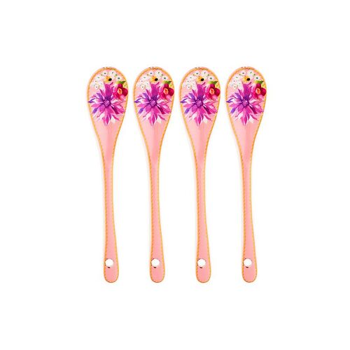 Teas & C's Dahlia Daze Set of 4 Pink Ceramic Teaspoons