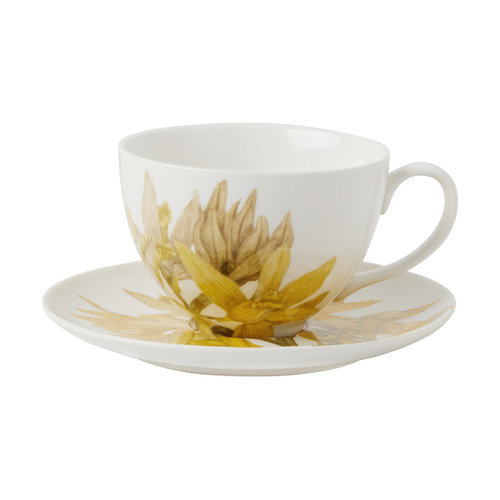 Maxwell & Williams Royal Botanic Gardens Yellow Australian Orchids 240ml Cup & Saucer