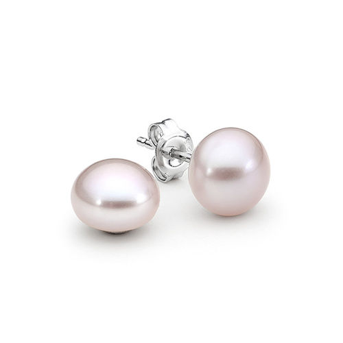 Pink Button Freshwater Pearl Studs -7mm