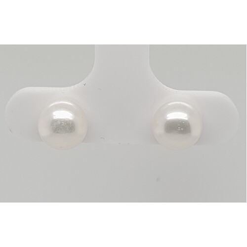 Luna de Stud White 7-7.5mm Freshwater Pearl Sterling Silver Earrings - CLEARANCE