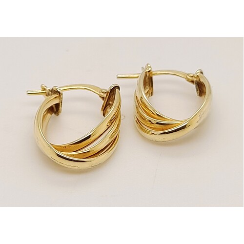 Sterling Silver / 9 Carat Yellow Gold Bonded Twisted Hoop Earrings