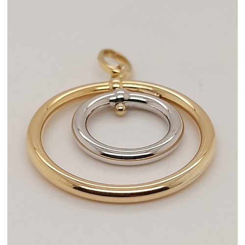 9 Carat Yellow & White Gold Sterling Silver Bonded Double Ring Pendant