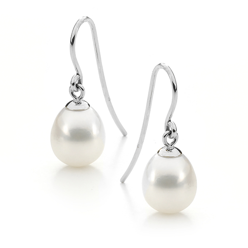 White 7.5-8mm Freshwater Pearl Earring in Sterling Silver