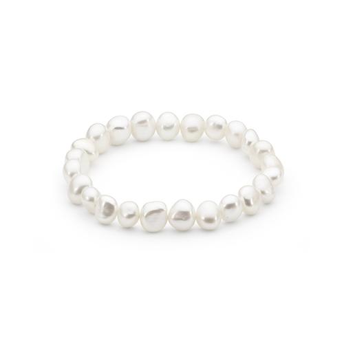 White Keshi 6.5 - 7.5mm Freshwater Pearl Elastic Bracelet