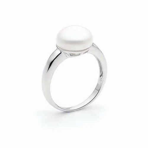 The Nyx Sterling Silver White Button Freshwater Pearl Ring AUS Size Q