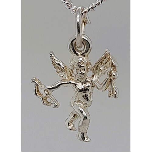 Sterling Silver Cupid with Bow & Arrow Charm/Pendant