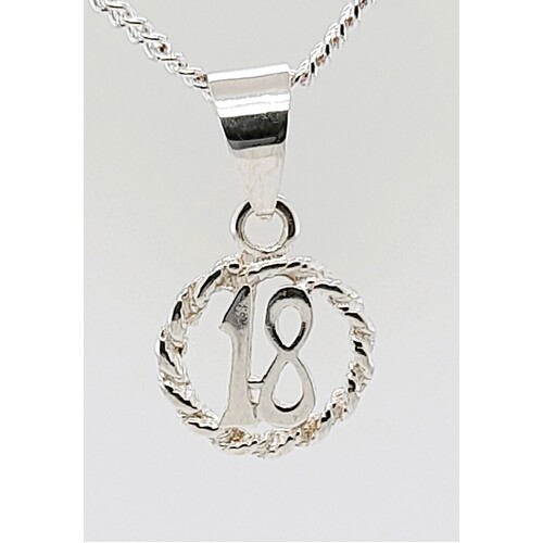 Sterling Silver Round Twist Number 18 Charm/Pendant