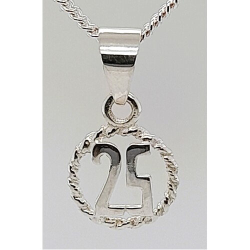 Sterling Silver 25 in a Circle Pendant with Bale