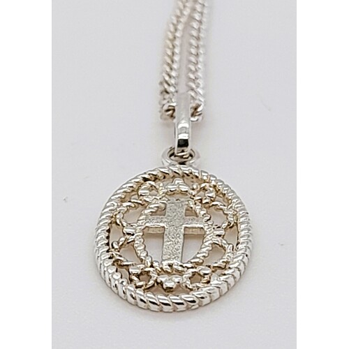 Sterling Silver Oval Filigree Cross Pendant 