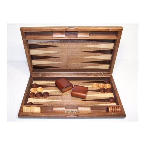 Backgammon Set 38cm Timber Walnut Burl Wood  