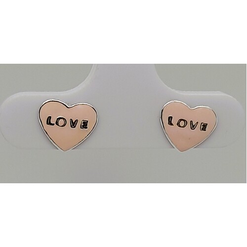 Sterling Silver Enamel Heart Stud Earrings
