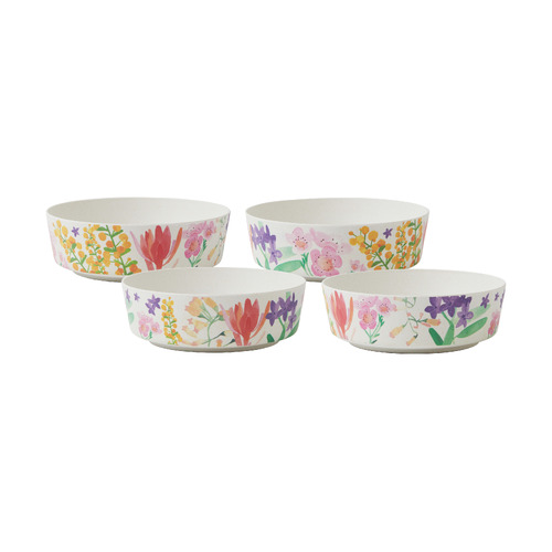 Maxwell & Williams Set of 4 Wildflowers Bamboo Bowls