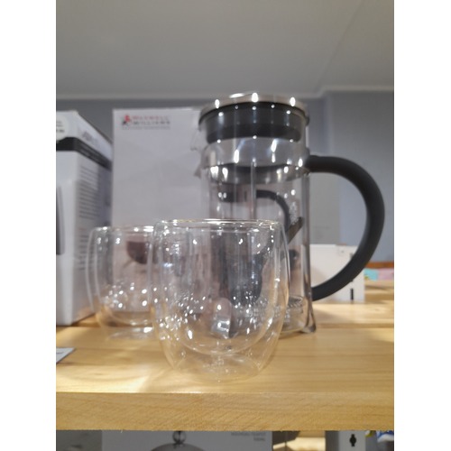 Blend 1 Litre Plunger with Set of 2 Double Walled 250ml Cups CLEARANCE