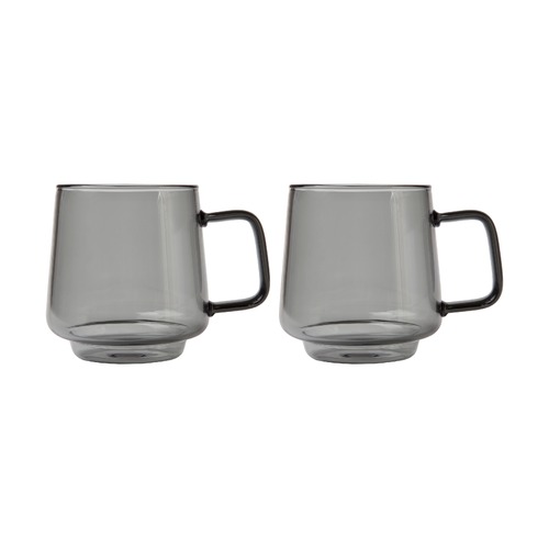 Blend Set of 2 Sala 400ml Charcoal Glass Mugs