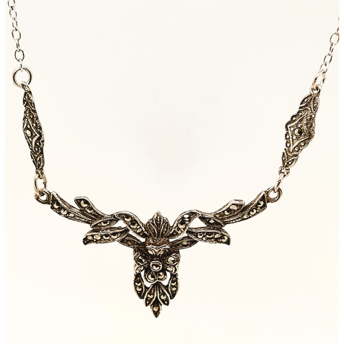 Sterling Silver Marcasite Set Necklace CLEARANCE