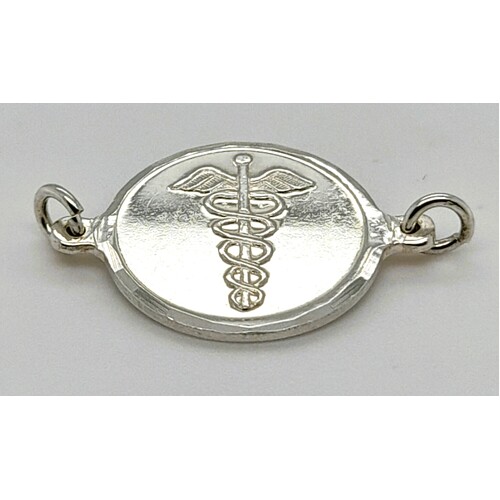 Fine Silver Medical Alert Disc with Jump Rings CLEARANCE
