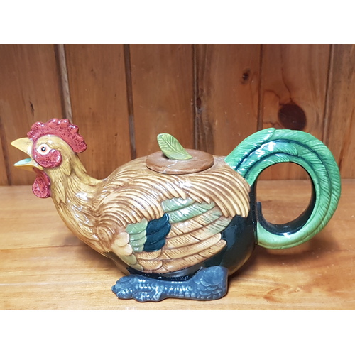 Minton Reproduction Cockerel Majolica Teapot Number 479