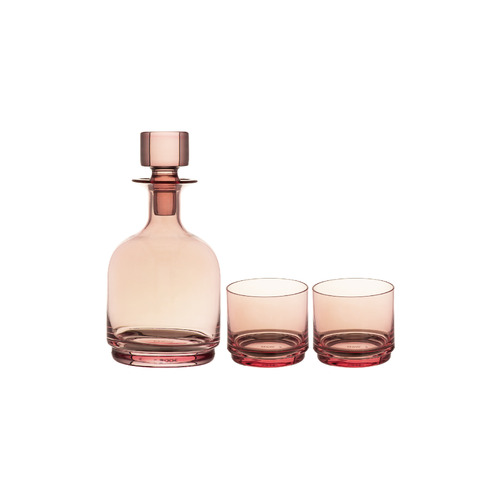 Maxwell & Williams Glamour Pink Stacked 3 Piece Decanter Set
