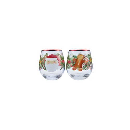 Maxwell & Williams Set of 2 Tis The Season 550ml Stemless Glasses