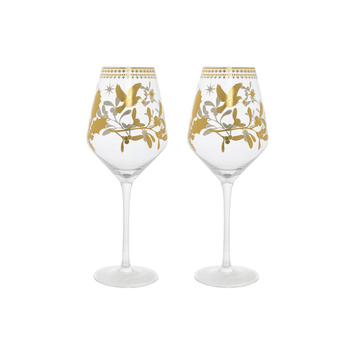 Maxwell & Williams Set of 2 White Christmas 500ml Wine Glasses