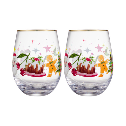 Maxwell & Williams Fa La La Pair of Stemless Glasses