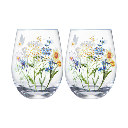Maxwell & Williams Set of 2 Fluttering Meadow 550ml Stemless Glasses