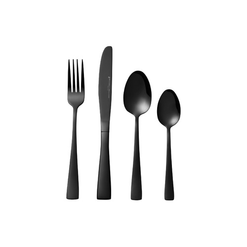 Arden 16 Piece Shiny Black Cutlery Set