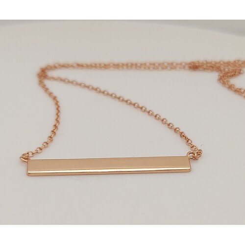 Sterling Silver with Rose Gold Plate Identity Name Plate Pendant