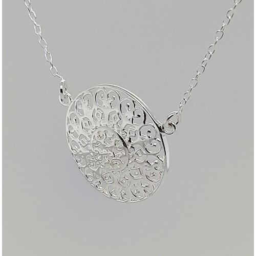 Sterling Silver Filigree Disc Pendant CLEARANCE