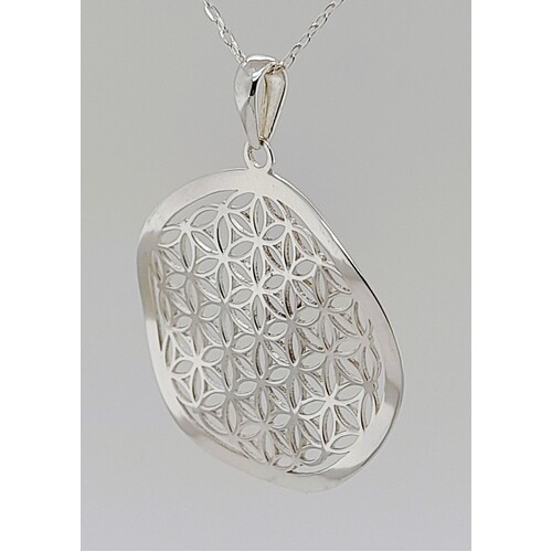 Sterling Silver Open Patterned Circular Pendant