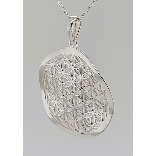 Sterling Silver Open Patterned Circular Pendant