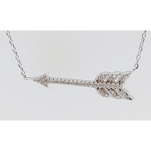 Cubic Zirconia Arrow Sterling Silver Pendant CLEARANCE