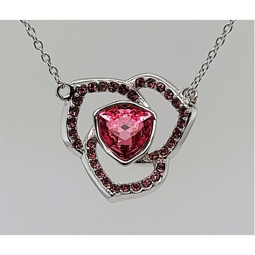 Sterling Silver Swarovski Pink Crystal Pendant
