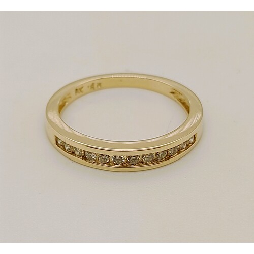 9 Carat Yellow Gold Diamond Channel Set Ring AUS Size M