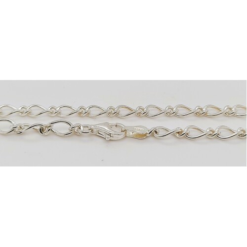 Sterling Silver 3.4mm Wide 50cm Oval Figaro Link Chain